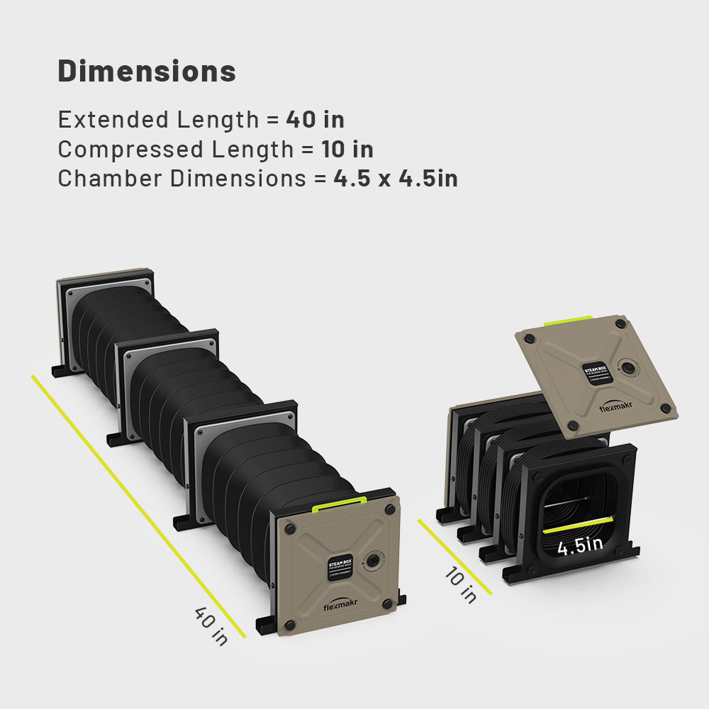Flexmakr dimensions in compressed and extended states.