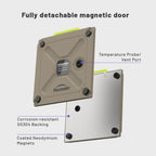 Features of the Flexmakr fully detachable magnetic door with stainless steel backing.