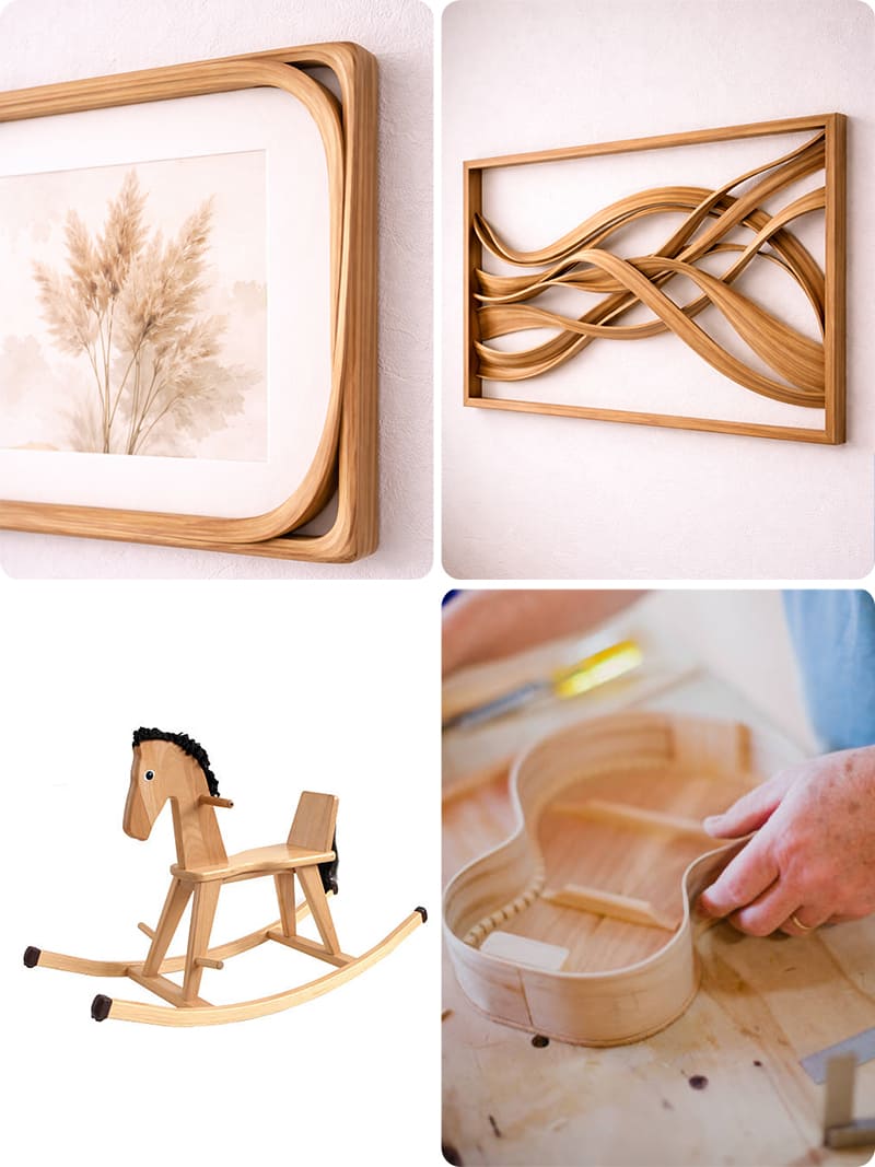 Steam bending wood project ideas- wall art, ukulele, wooden horse