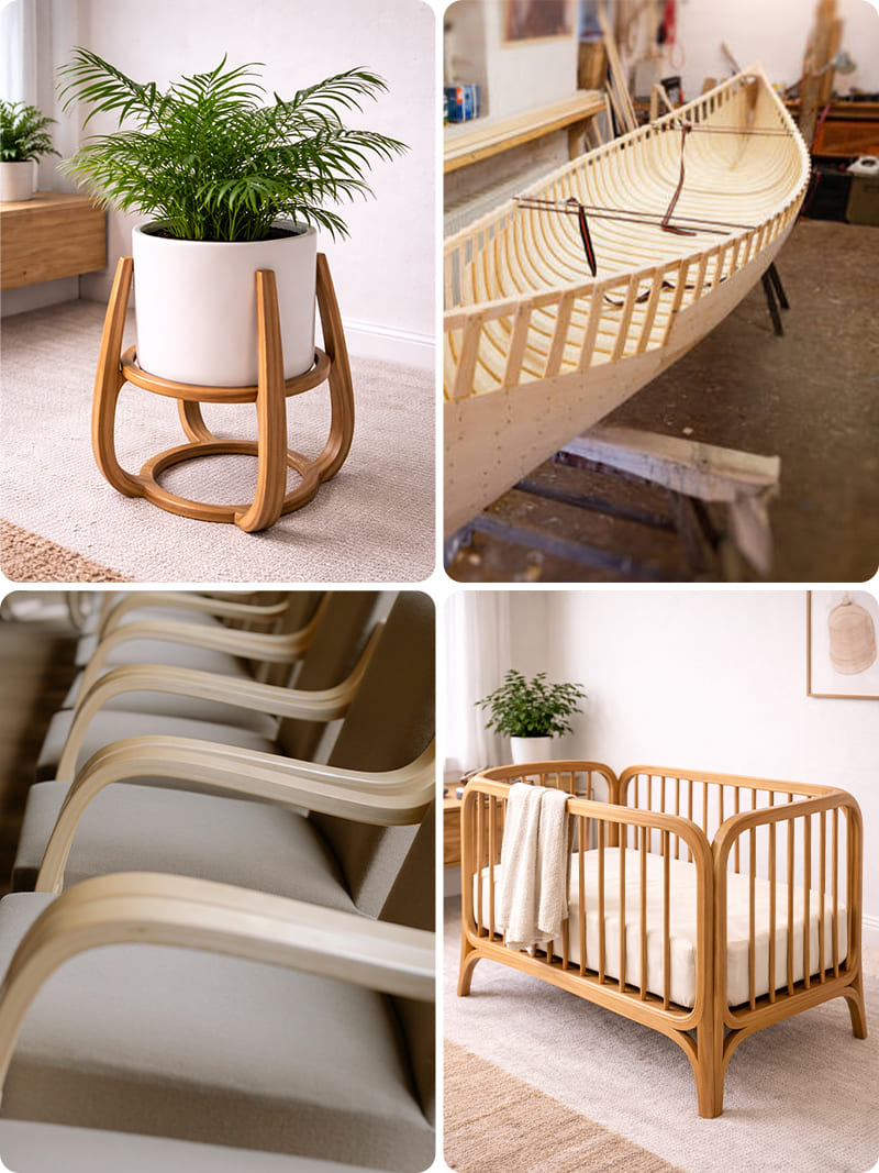 Steam bending wood project ideas - boat, planter, crib, chairs