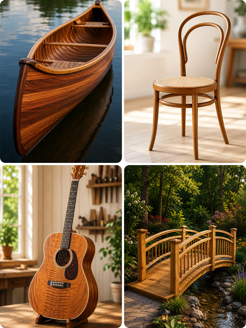 Steam bending wood project ideas- boat, chair, guitar, garden bridge